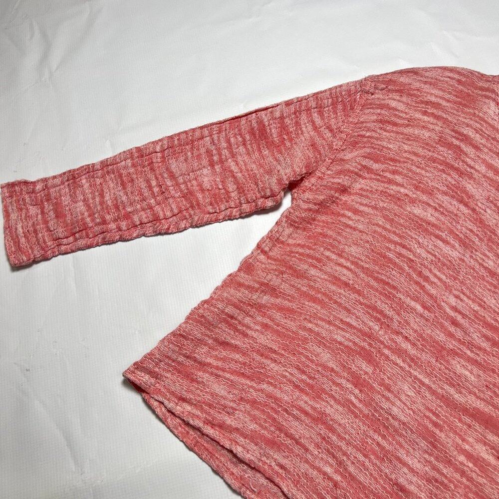 FLAX Linen Blend Long Sleeve Boat Neck Top SIZE P 4/6 Pink Rose Marled Relaxed - Picture 9 of 12